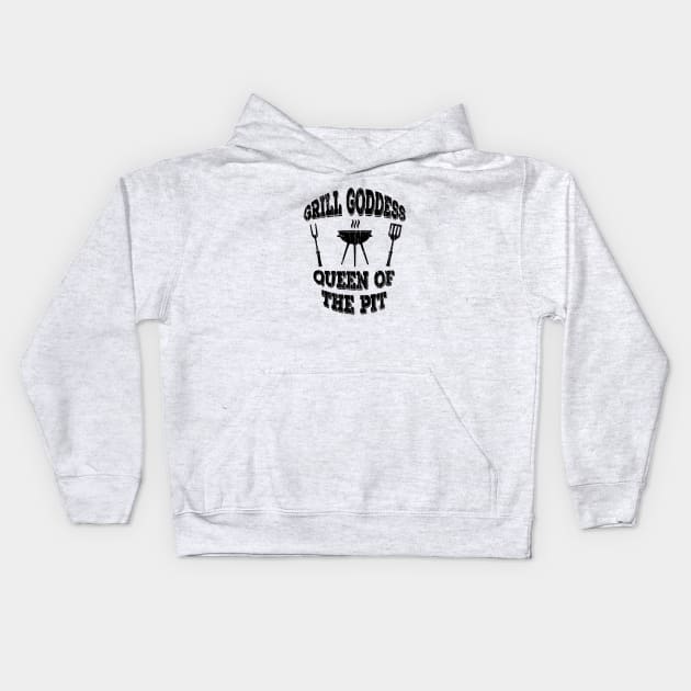 Grill Goddess Queen Of The Pit // Black Kids Hoodie by Throbpeg